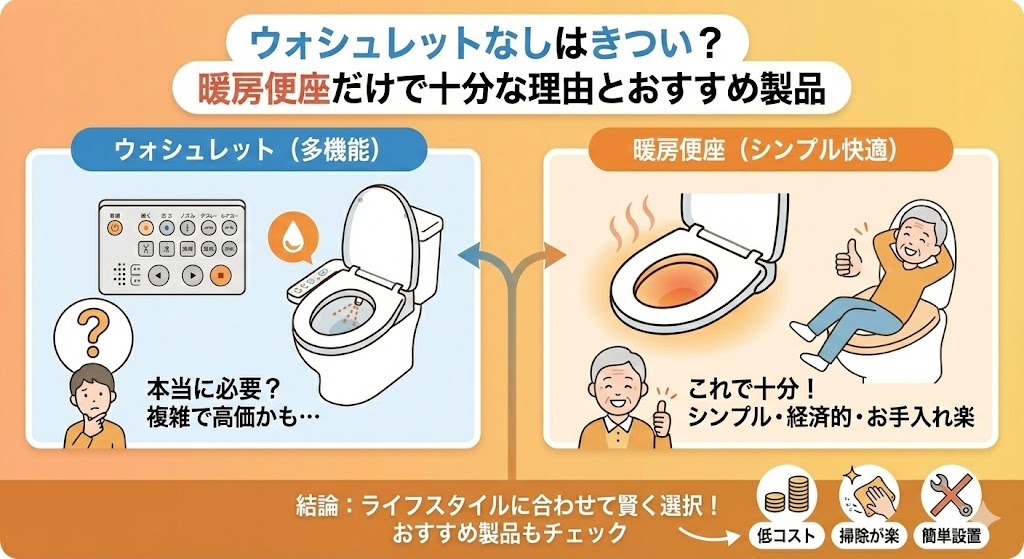 ウォシュレットなしはきつい？暖房便座だけで十分な人・後悔しやすい人 