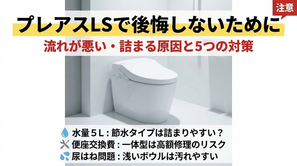 プレアスLSで後悔した口コミ！流れが悪い・詰まる原因と5つの対策